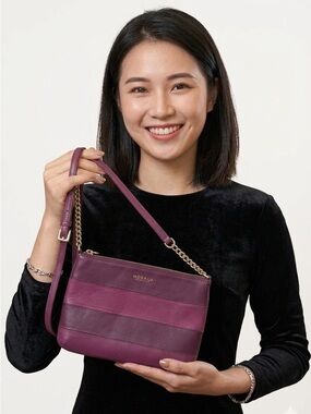 Modalu England Two-Tone Purple Leather Crossbody Bag